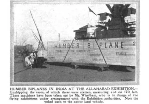Humber Biplane Poses for a Photograph With the “Yoked Oxen Attached to the Native Land Vehicle”